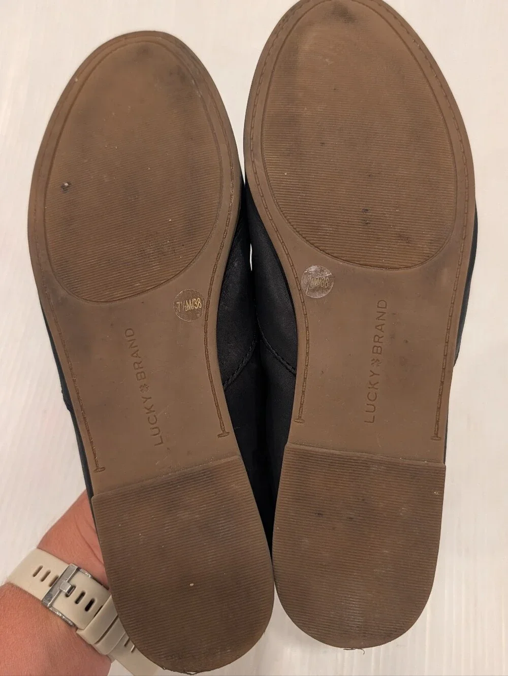 LUCKY BRAND Charsa2 Black Leather Slip-On Flats Loafers Size 7.5